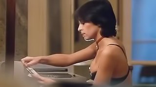 Sexy Brunette Secretary Sucks Cock and Swallows Cum - Retro Porn Scene