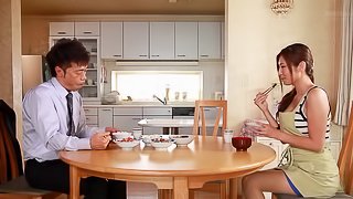 Longhaired Japanese wife knows how to please her man