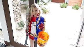 Juicy blonde gets fucked on Halloween
