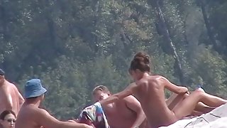 Beach hunter voyeurs nudist people on the hot camping
