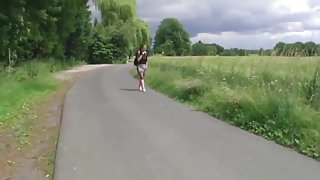 Pretty German girl in stockings fucked in the forest