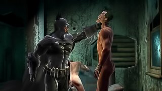 3D cartoon Joker getting fucked hard in the ass by Batman
